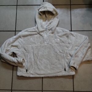 THE NORTH FACE Women’s XL Cream Crop Fleece Quarter Zip Hoodie Soft